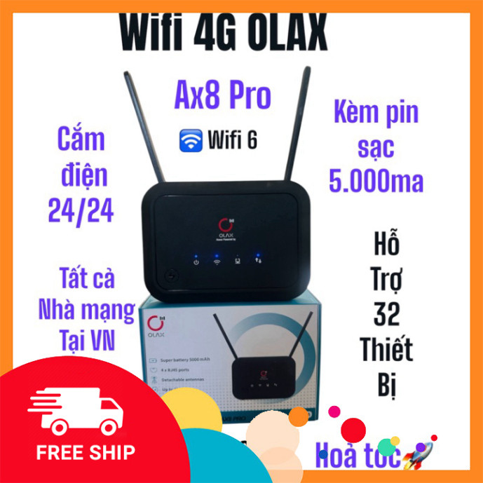 Sản phẩm phát WiFi sử dụng Sim 4G Olax AX8 Pro và MC50 Pro, tốc độ cao và kết nối ổn định.  ( giá tố