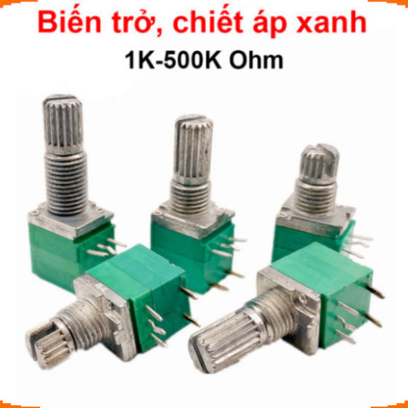 [Ưu đãi] (5 cái) Biến trở, chiết áp xanh RK097N, RV097NS, RK097G, RK097GS 1K - 500K Ohm