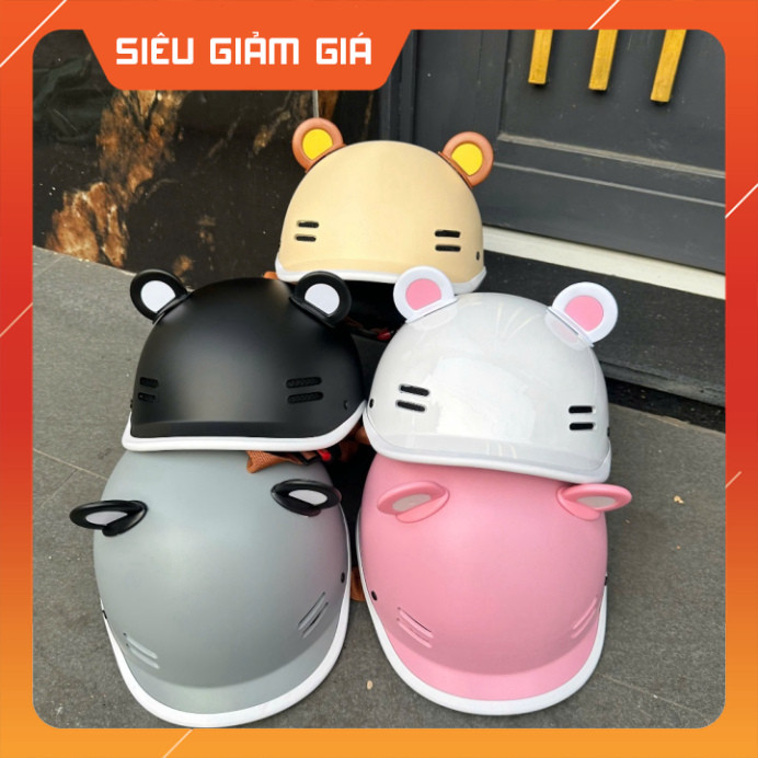 Nón bảo hiểm Cá Heo nam nữ cao cấp, tặng kèm quà tặng tai gấu và charm tên gắn mũ cute - Kho MBH