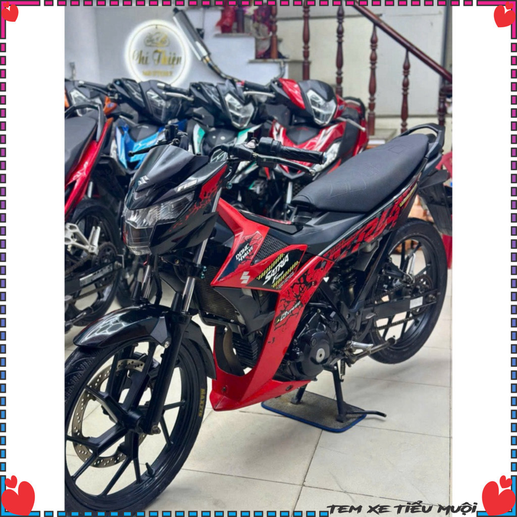 Tem Dán Satria Đỏ Đen Chất Liệu Decal Cao Cấp 3 Lớp Thay Thế Tem Zin Chính Hãng, Bảo Vệ Xe Bạn Tối Ư