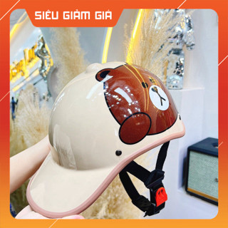  Mũ bảo hiểm lưỡi trai gấu nâu có khoét lỗ cột tóc dành cho nữ  Nón bảo hiểm kết thời trang cao cấp - Kho MBH 