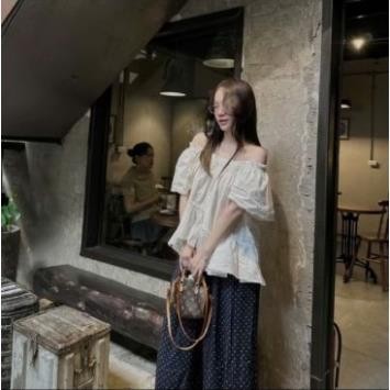 (Hàng QC) A378 Áo babydoll tay phồng mặc 2 kiểu nhún bèo tiểu thư, áo kiểu nữ Hàn Quốc Luna Vintage