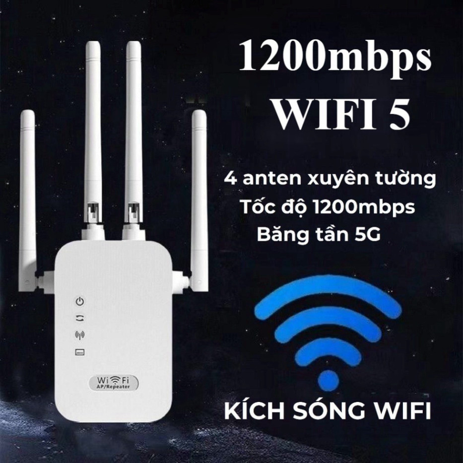 Kích sóng wifi 4 râu 5G tốc độ 1200mbps phát xuyên tường kết nối xa sóng mạnh SP01 SP01
