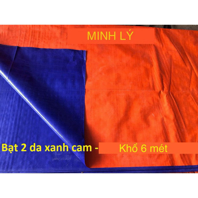 [Loại Dày] 6M (6M rộng x 1M dài) Bạt Nhựa 2 Da Xanh Cam Khổ Rộng 6m, Bạt Che Nắng Che Mưa Khổ 6M - Đ