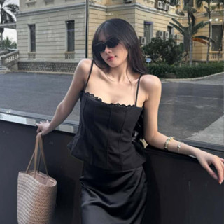  Áo 2 Dây Linen Nữ Thiết Kế Kiểu Quyến Rũ Tiểu Thư Mùa Hè SS2025 12 Tháng Sáu Clothing MA 533 