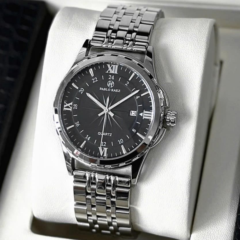 Đồng hồ nam dây thép chính hãng PABLO RAEZ có lịch ngày chống nước dạ quang thời trang đơn giản U850