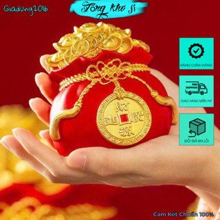 [ Size To ] Hũ Đựng Muối Gạo Tài Lộc 🌏FREE SHIP🌎 Túi Thần Tài May Mắn Trang Trí Ban Thờ, phong thuỷ trong nhà 12*15*12cm