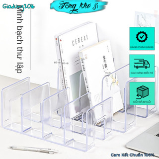 Kệ chia 4 ngăn đựng sách bằng Acrylic dày dặn đơn giản đẹp mắt 32x14.4x12.8cm (Tuyển Sỉ)
