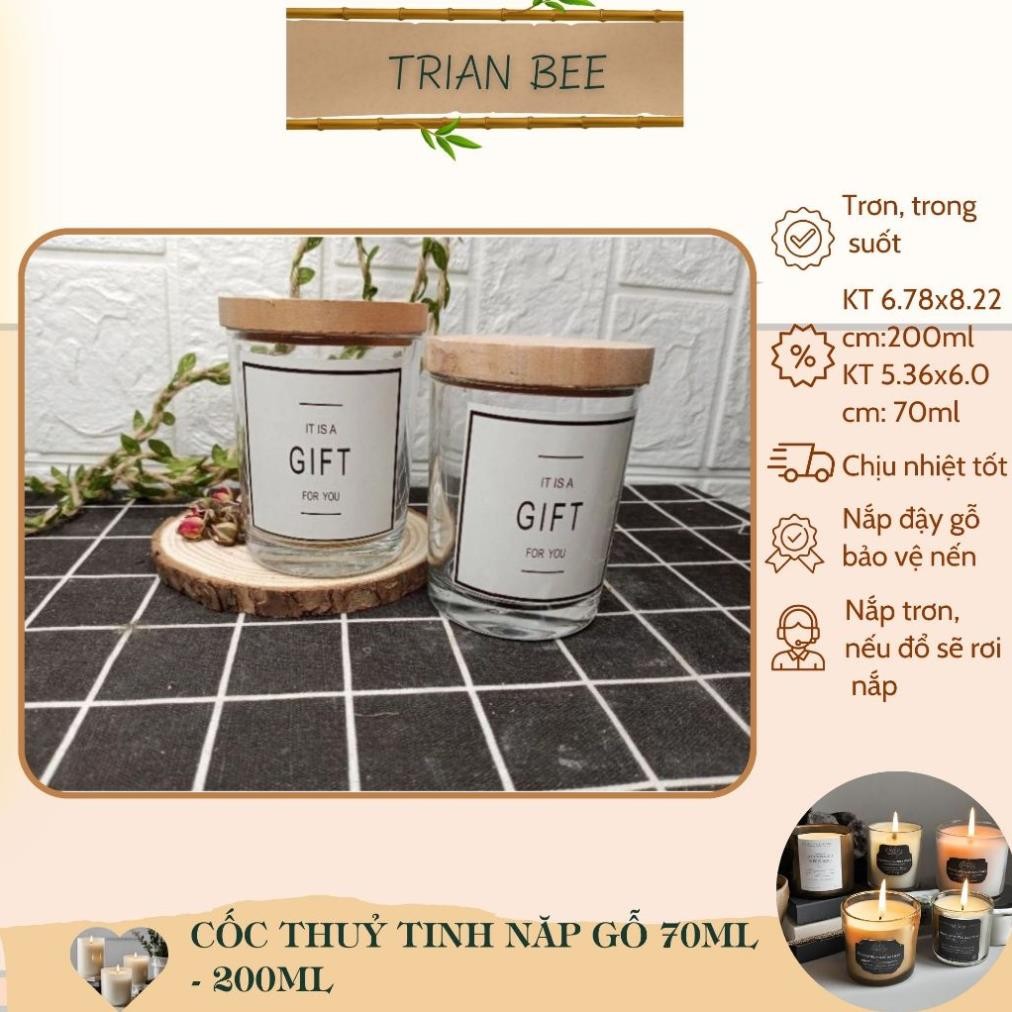 Cốc thủy tinh nắp gỗ - cốc đựng nến nắp gỗ (việt nam)