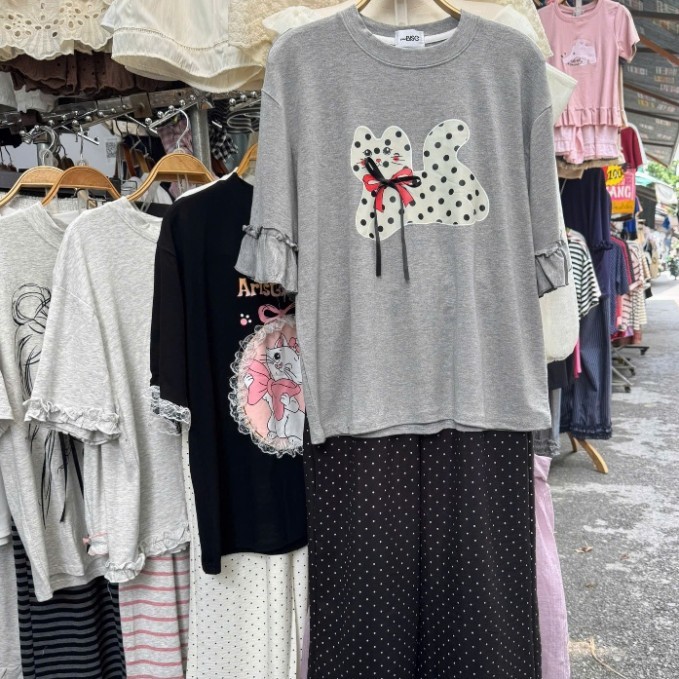 đồ bộ nữ quần dài,set đồ nữ mặc nhà set bộ áo thun zip in mèo phối quần đũi chấm bi ren gấu đính nơ 