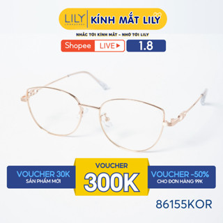 Gọng kính mắt mèo nam nữ LILYEYEWEAR chất liệu kim loại cao cấp chắc chắn kiểu dáng hiện đại màu sắc thời trang 86155KOR