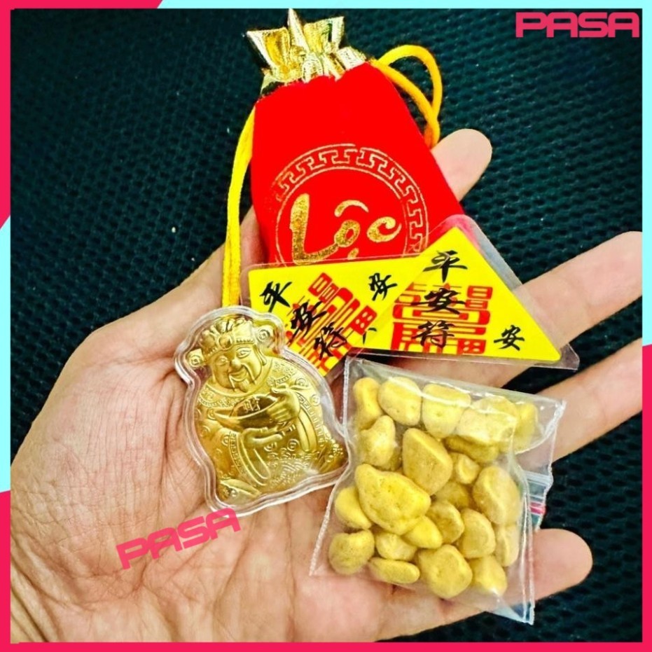 [LOẠI 1] [Phong Thủy] COMBO CẦU TÀI LỘC Thần Tài (gồm thẻ vía thần tài + 1 Túi vang` + 2 phù Bin`h A