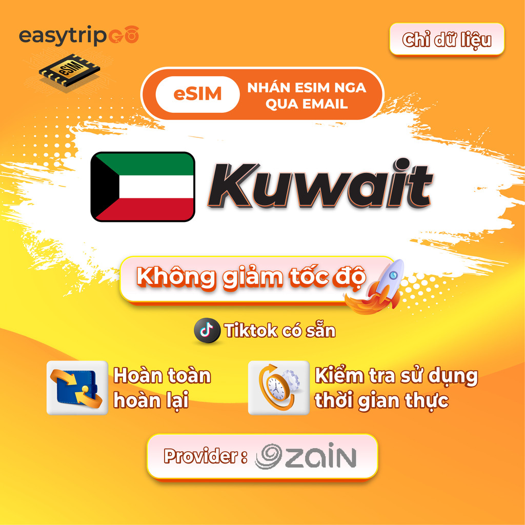 Easytripgo Kuwait esim Dữ liệu roaming không giới hạn | 3-10GB 3-30GB | Dữ liệu du lịch tốc độ cao