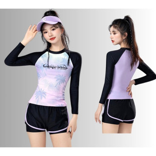 Bộ đồ bơi dài tay cho bé gái hiệu Super Long - HB2406, chất liệu co giãn, chống nắng, thoải mái cho trẻ từ 16-60kg.