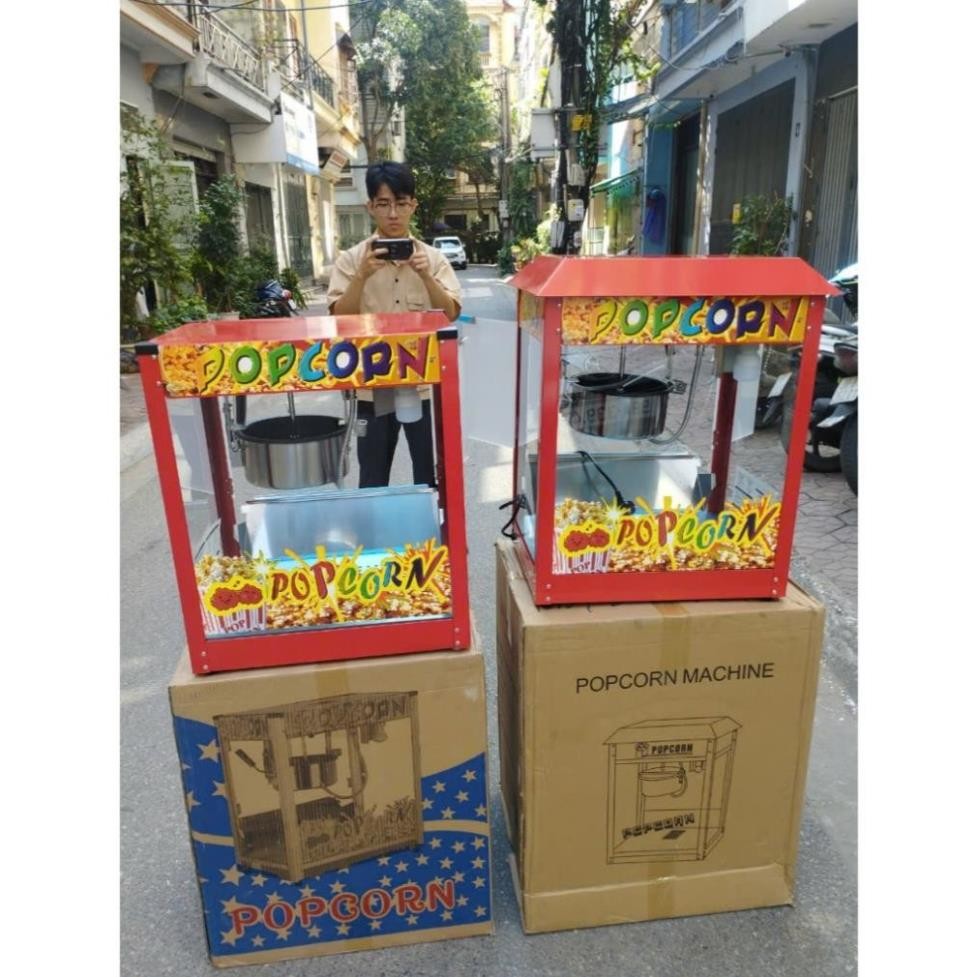 [NEW 100%] Máy làm bỏng ngô, bỏng bắp rang bơ, popocorn chạy Điện Gia Đình Có Tủ KÍnh 1 vốn 4 lời cho các hộ kinh doanh