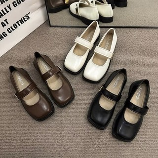 Giày Búp Bê Nữ Mũi Vuông, Quai Dán Da Mềm Thời Trang, Gắn Tag Min, Full Box - N11