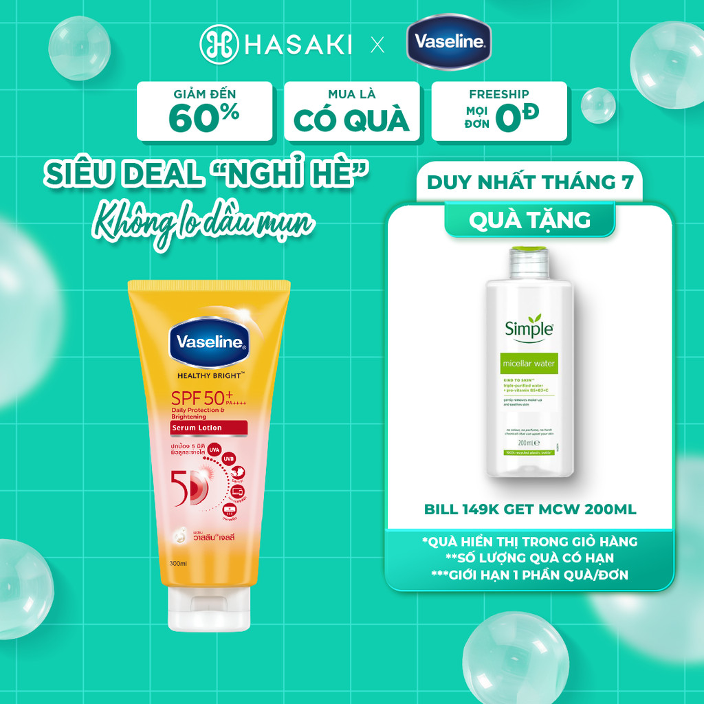 [LIVE UNI] [DAILY] Serum Dưỡng Thể Vaseline Chống Nắng Sáng Da 300ml (Mới) Hasaki Sản Phẩm Chính Hãng