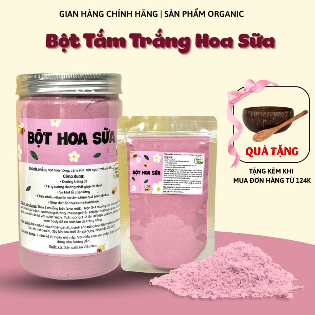 Bột Hoa Sữa Tắm Trắng, Ủ Trắng - Dưỡng Trắng, Sáng Da, Cấp Ẩm, Mịn Da (Kèm Quà Tặng)