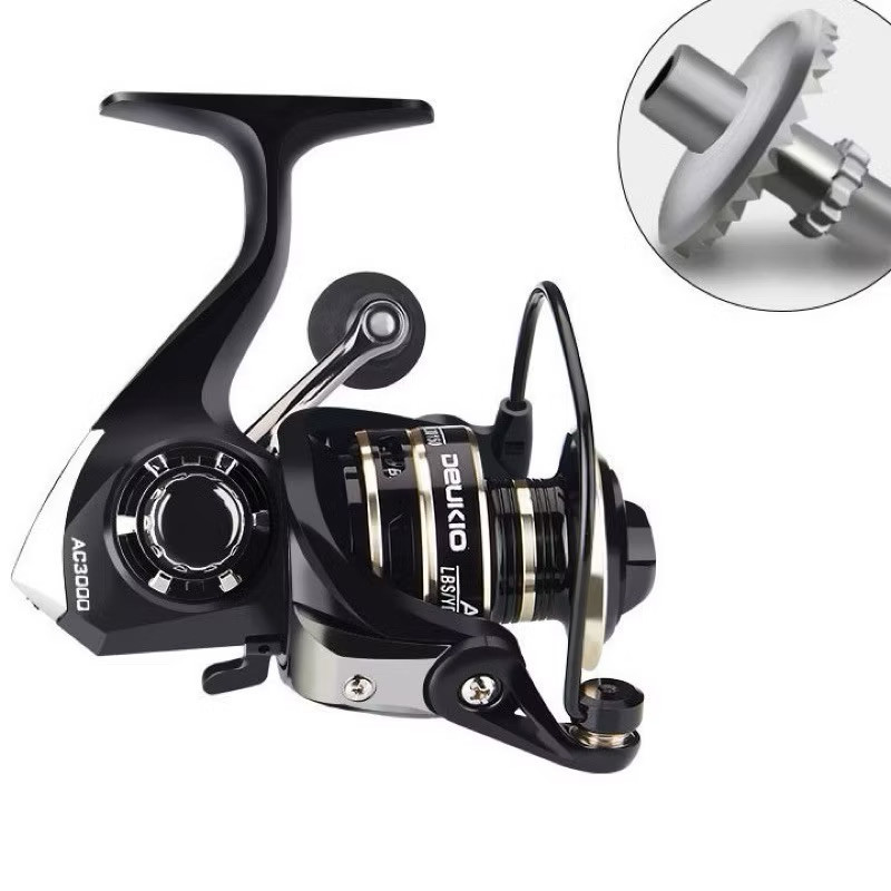 Máy câu cá Deukio AC 2000-7000 cối kim loại, máy câu lure lăng xê dùng cho cần câu máy đứng