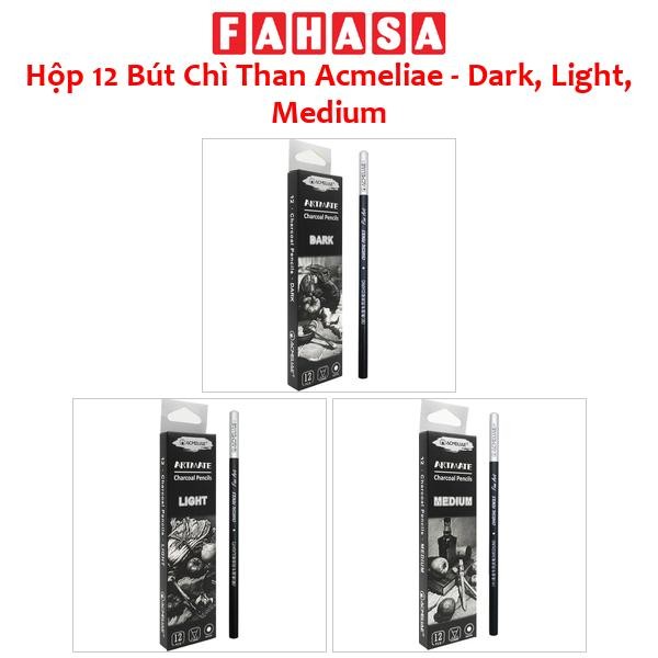 Hộp 12 Bút Chì Than Acmeliae - Dark, Light, Medium