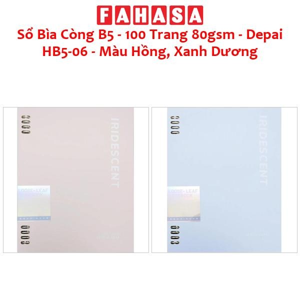 Sổ Bìa Còng B5 - 100 Trang 80gsm - Depai HB5-06 - Màu Hồng, Xanh Dương