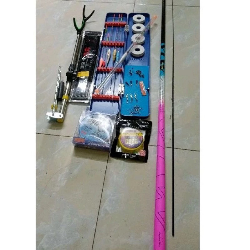 Bộ Combo Cần Câu Tay MX / Vix Hua 5H 19i Kèm Phụ Kiện Đầy Đủ- Cần Câu Đơn,Cần Câu Đài Đánh Tổng Hợp 