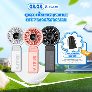 Quạt cầm tay tích điện mini Jisulife Life 7 5 cấp độ gió 3600/5000mAh - Sử dụng lên đến 12h - Chính hãng - BH 12 tháng