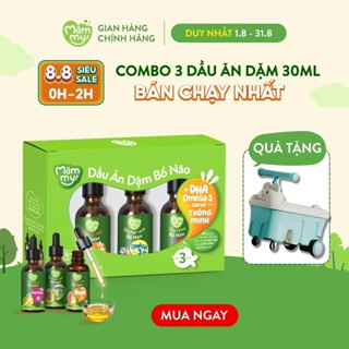 Combo dầu ăn dặm cho bé Mămmy cá hồi hạt lanh olive bổ sung DHA vitamin bé từ 6 tháng tuổi chai 30ml