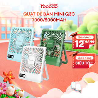  Quạt để bàn tích điện mini Yoobao Q3C 3000 5000mAh | Công suất 3W | 5 cấp độ gió | Màn hình LED | Bảo hành 12 tháng 