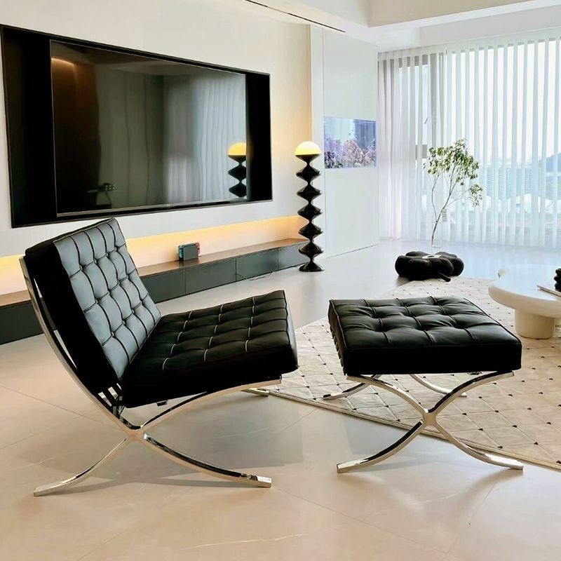 Ghế Sofa Đơn Barcelona Thiết Kế Sofa Lười Phong Cách Ý Ghế Sofa Phòng Khách Da Thật Ghế Giải Trí San