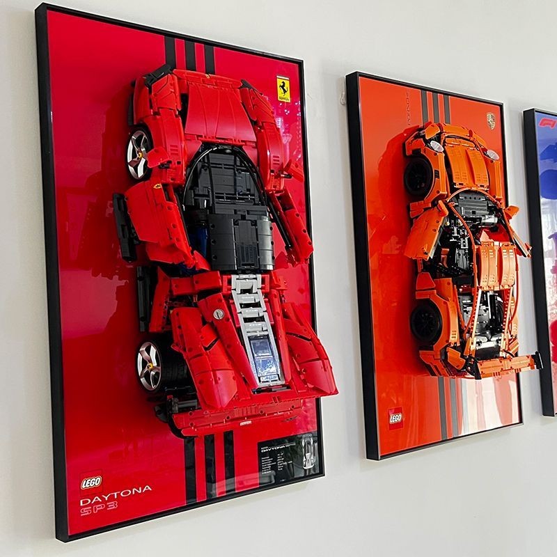 Khung ảnh Lego phòng ngủ mới, xe thể thao Lego cao cấp, khung ảnh xe Lego đơn giản, cao cấp, gắn tườ