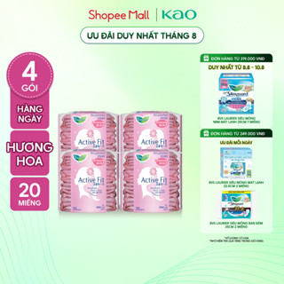 Combo 4 Băng vệ sinh hàng ngày Laurier Active Fit mềm mịn khô thoáng hương hoa 20 miếng