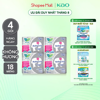 Combo 4 Băng vệ sinh hàng ngày Laurier Active Fit khử mùi kháng khuẩn 18 miếng