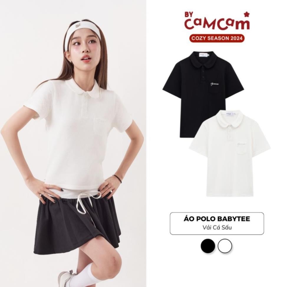 Áo Polo Basic Babytee 𝑩𝒚𝒄𝒂𝒎𝒄𝒂𝒎 Cho Nữ Vải Cá Sấu Cotton Logo Thêu Túi Ngực mintt.house | BigBuy360 - bigbuy360.vn
