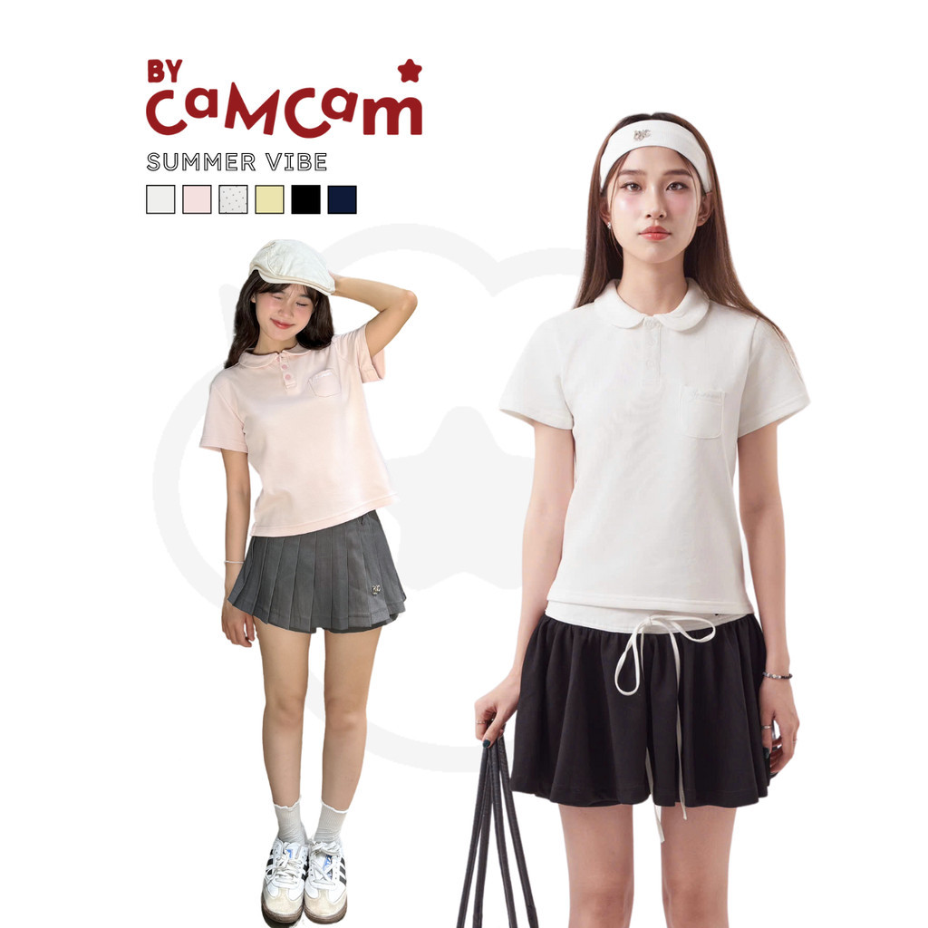 Áo Polo Basic Babytee 𝑩𝒚𝒄𝒂𝒎𝒄𝒂𝒎 Cho Nữ Vải Cá Sấu Cotton Logo Thêu Túi Ngực mintt.house | BigBuy360 - bigbuy360.vn