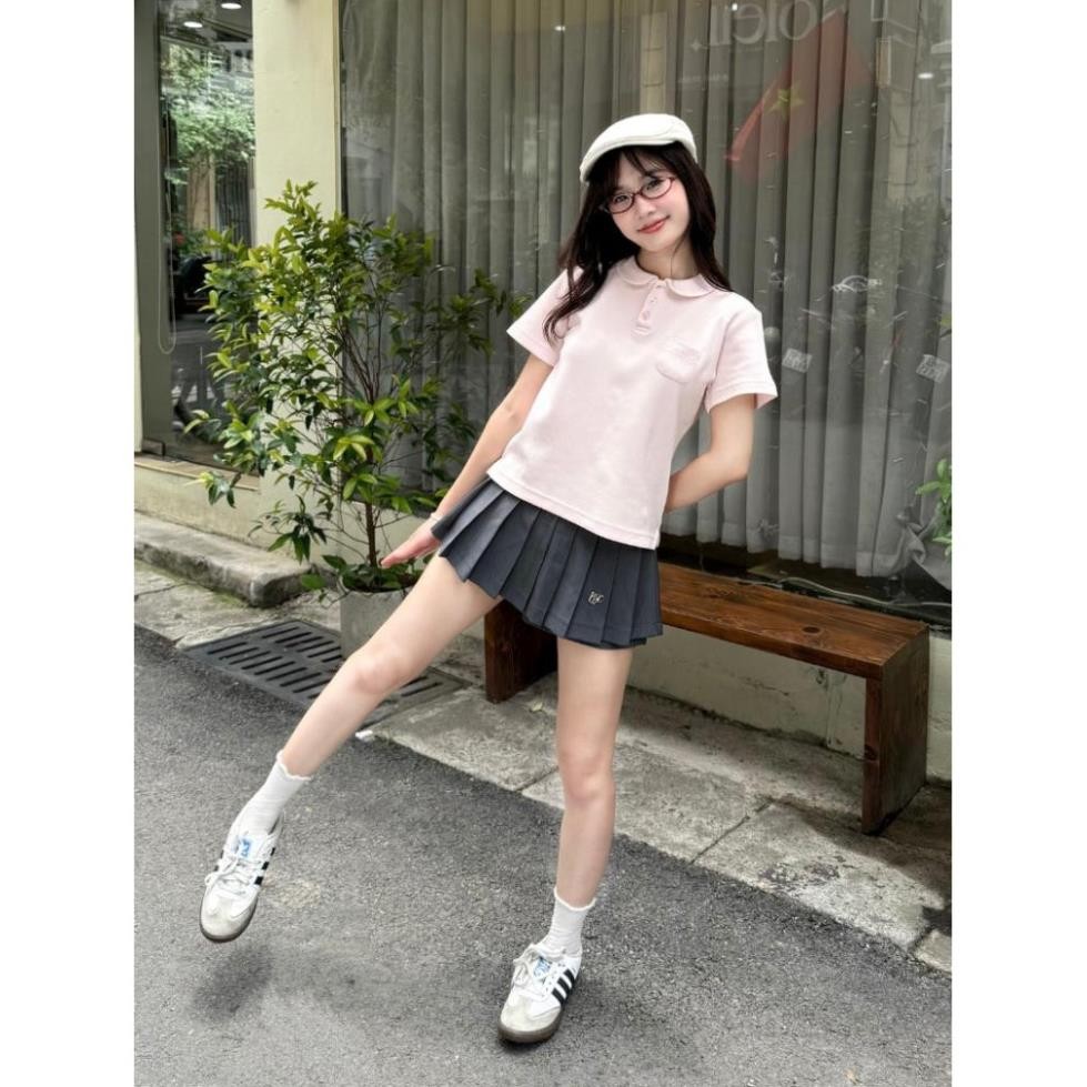 Áo Polo Basic Babytee 𝑩𝒚𝒄𝒂𝒎𝒄𝒂𝒎 Cho Nữ Vải Cá Sấu Cotton Logo Thêu Túi Ngực mintt.house | BigBuy360 - bigbuy360.vn