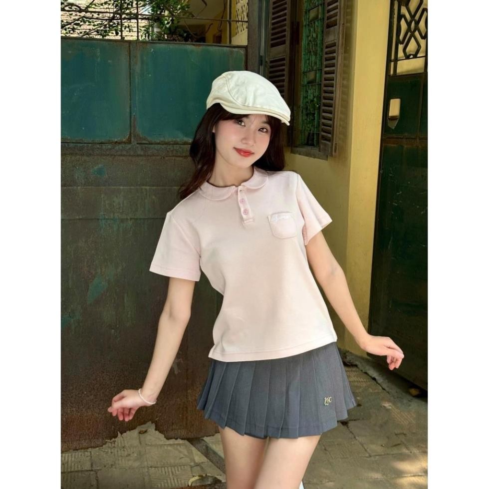 Áo Polo Basic Babytee 𝑩𝒚𝒄𝒂𝒎𝒄𝒂𝒎 Cho Nữ Vải Cá Sấu Cotton Logo Thêu Túi Ngực mintt.house | BigBuy360 - bigbuy360.vn