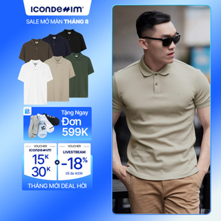 Áo Polo Nam Trơn ICON DENIM, vải thun cá sấu, thấm hút mồ hôi, chống nhăn, form regular PLID0144