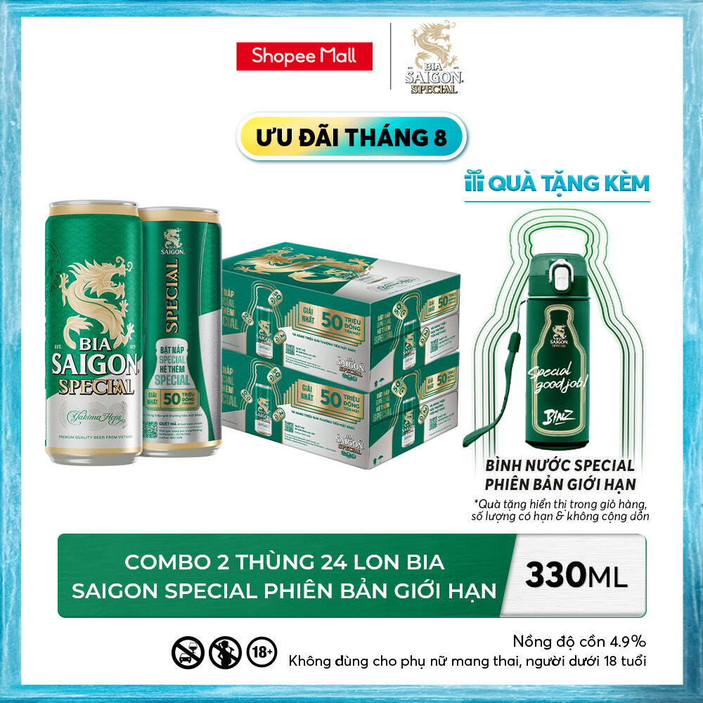 Nồng Độ Cồn 4.9% - Combo 2 Thùng 24 Lon Bia Sài Gòn Special 330ml