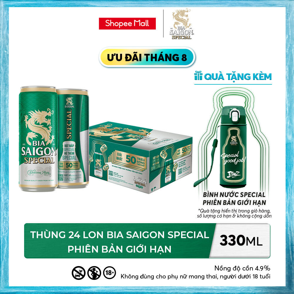 Nồng Độ Cồn 4.9% - Thùng 24 Lon Bia Sài Gòn Special 330ml