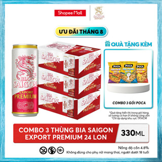 Nồng Độ Cồn 4.8% - Combo 3 Thùng 24 Lon Bia Sài Gòn Export Premium 330ml