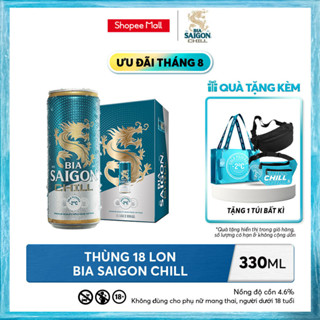 Nồng Độ Cồn 4.6% - Thùng 18 Lon Bia Sài Gòn Chill 330ml