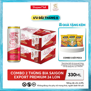 Nồng Độ Cồn 4.8% - Combo 2 Thùng 24 Lon Bia Sài Gòn Export Premium 330ml