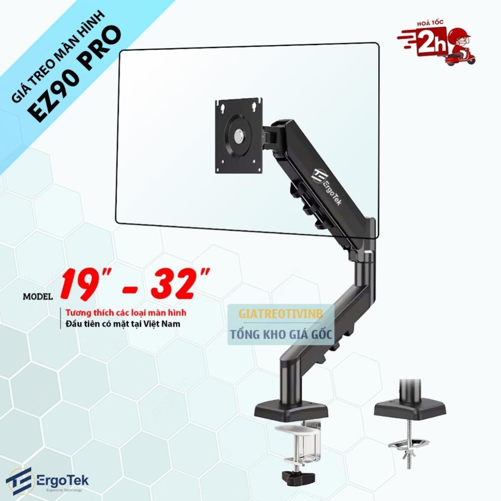 Giá Treo Màn Hình ErgoTek EZ90 PRO - Tay Arm Treo Màn Hình Máy Tính - Lắp Đặt Kẹp Thành Bàn [ Rẻ Hơn