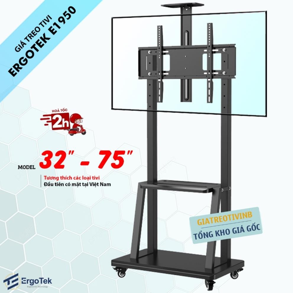 Giá Treo Tivi Di Động ErgoTek E1950 32 - 75 Inch - Giá Treo Tivi Có Bánh Xe Di Chuyển [ Ưu Việt Hơn 