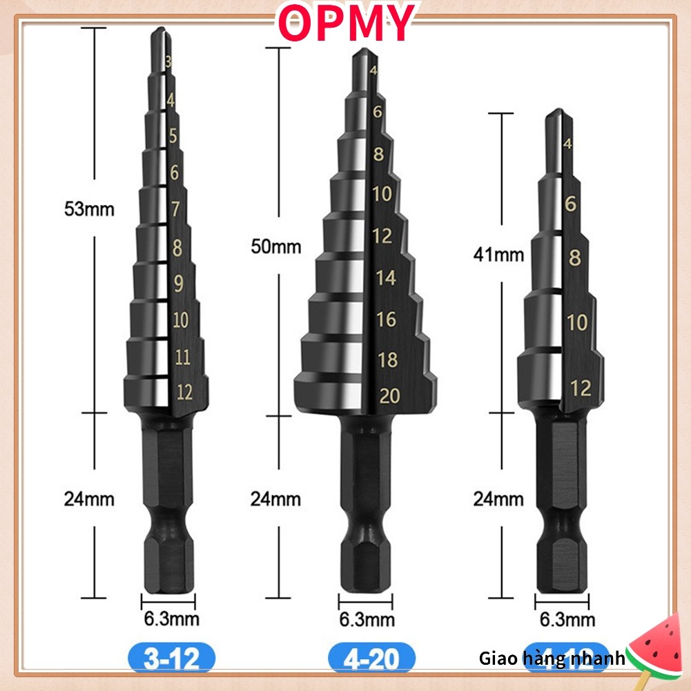 【24hours ship】Nitrogen Coated Straight Groove Step Drill Bit 3-12mm 4-12mm 4-20mm Hole Cutter