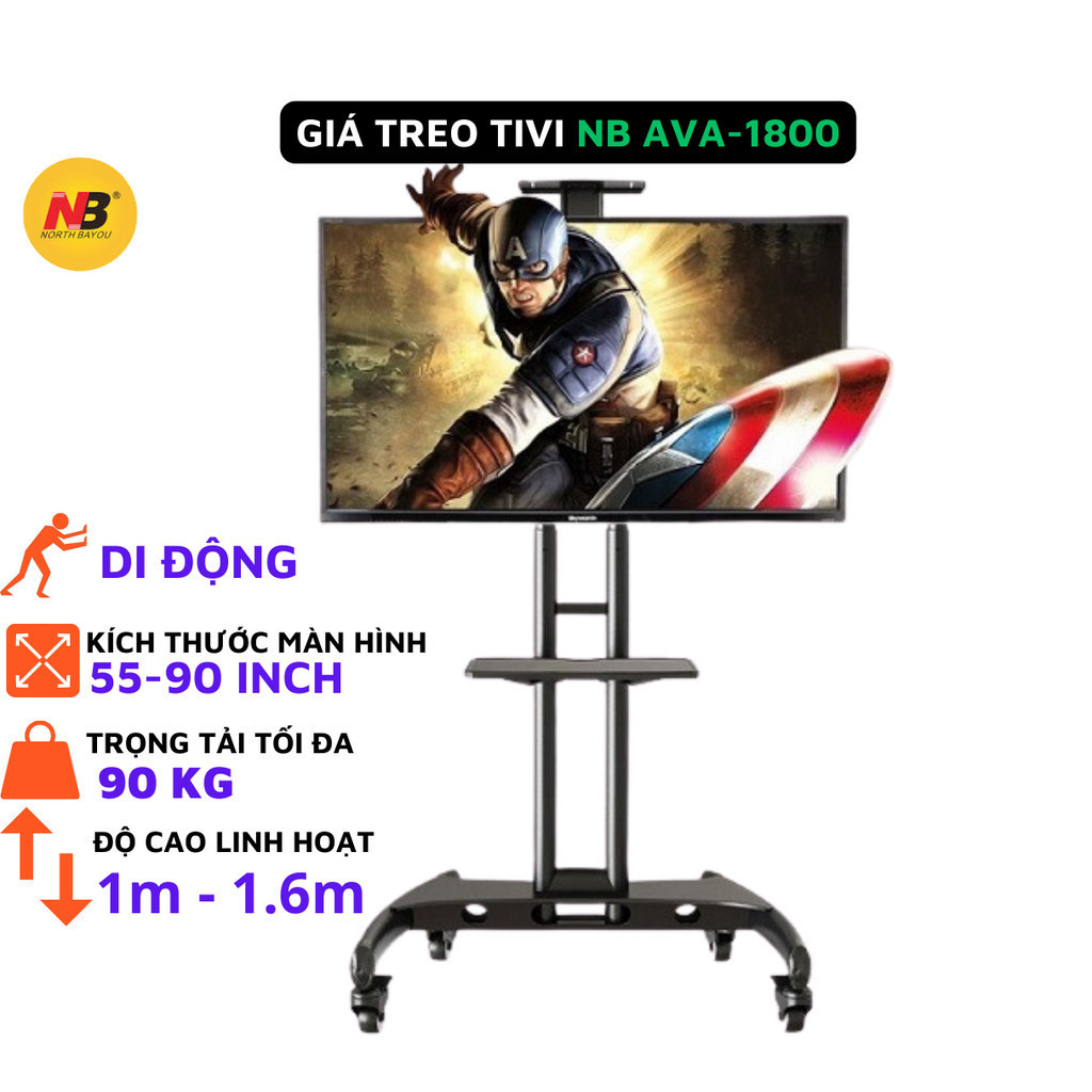 Giá Treo Tivi Di Động NB - AVA1800 55 inch - 90 inch, Mẫu 2025, Bảo hành 1 năm - ĐTTL