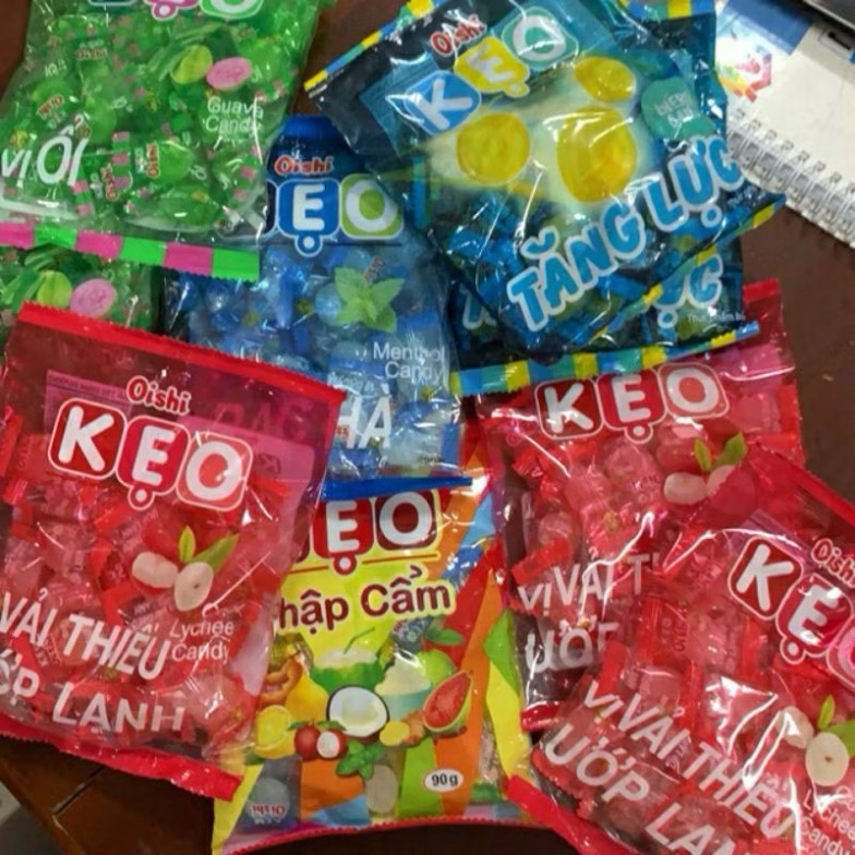 kẹo oishi vị trái cây ổi , vải , me Khôi Hân Food