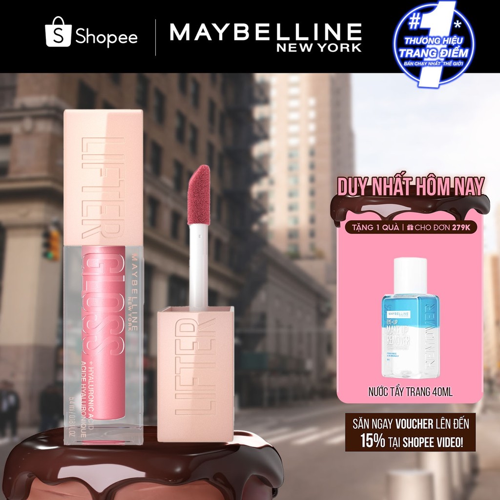 Son Bóng Lifter Gloss cho Đôi Môi Đầy Căng Mọng Kẹo cùng Hyaluronic Acid Maybelline New York 5.4ML
