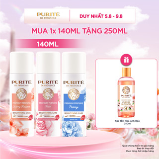 [MỚI] Combo Xịt Khử Mùi Dưỡng Sáng Hương Nước Hoa Cao Cấp Purité 140ML + Tặng Sữa Tắm Purite Anh Đào 250ML